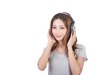 Fototapeta premium Woman enjoy the music