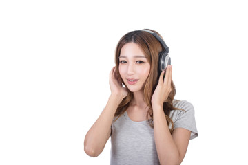 Fototapeta premium Woman enjoy the music