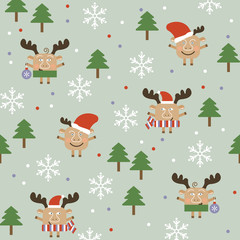 Obraz premium Christmas deer seamless