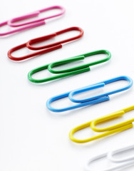 Paperclips on white background
