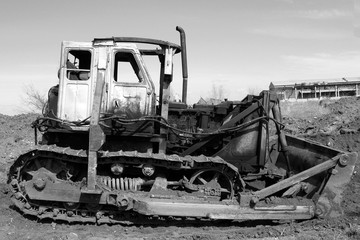 Fototapeta na wymiar Old crawler tractor