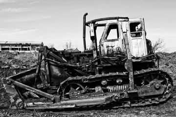 Fototapeta na wymiar Old crawler tractor