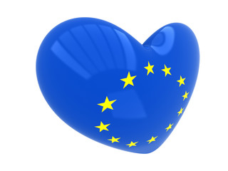 Heart with european flag on a white background