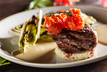 grilled meat with vegetables