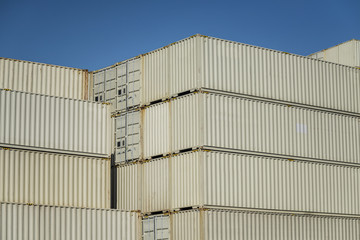 Stack of freight containers at the docks