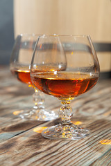 Glasses of cognac