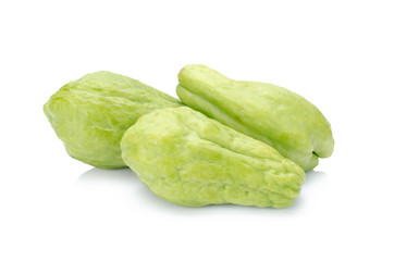 Chayote on white background