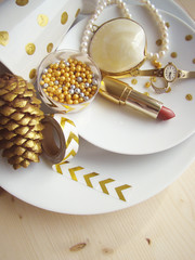 Jewelry set on the white background