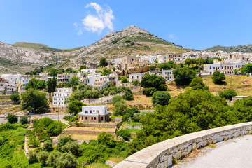 Traditional Greek village in the mountains, Apiranthos village, Naxos island, Cyclades, Greece. - obrazy, fototapety, plakaty