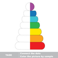 Stacking toy  to be colored. Vector trace game. 