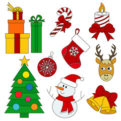 Christmas set colorful.