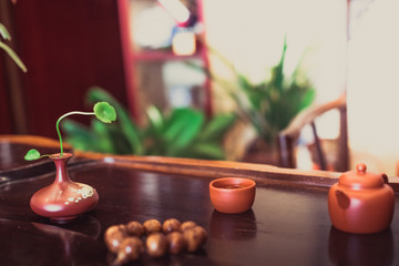A cup of whole leaf lapsang souchong tea, a rich smoky flavored tea
