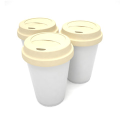 Three paper coffee cups