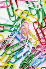 Paperclips on white background