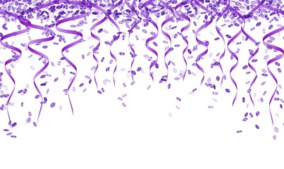 violet confetti and ribbons