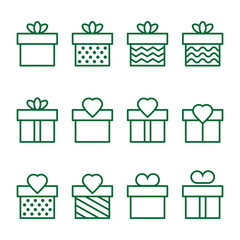 Present green  icons on background