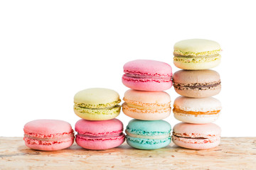 series Colorful and tasty French cookies Macarons, Isolated on w