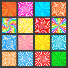Colorful Fanning Rays Backgrounds Set