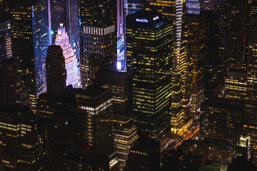 Fototapeta na wymiar Manhattan skyscrapers at night