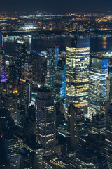 Manhattan skyscrapers at night