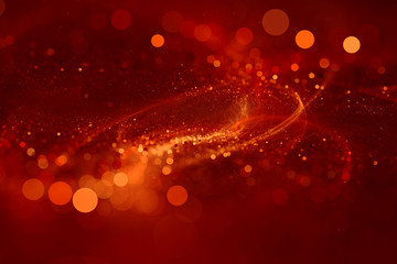 Abstract background red bokeh circles. Beautiful background with confetti particles. - 97176585
