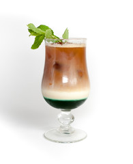 mint coffee cocktail decorated with mint leaves