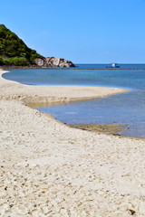asia in  phangan bay isle white  beach    rocks pirogue  and sou