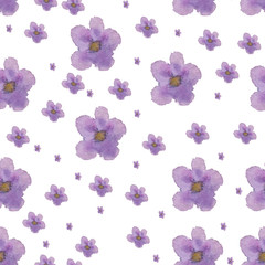Flowers violet watercolor pattern / violet flowers watercolor drawing 