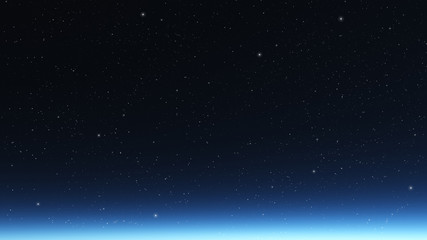 Fototapeta na wymiar Blue planet and stars. Space background. 3D render.