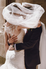 gorgeous happy luxury brunette bride and elegant stylish groom u