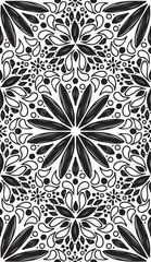 Abstract geometric seamless pattern with hand drow flowers