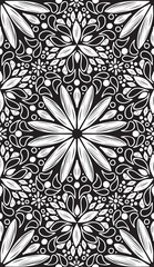 Abstract geometric seamless pattern with hand drow flowers