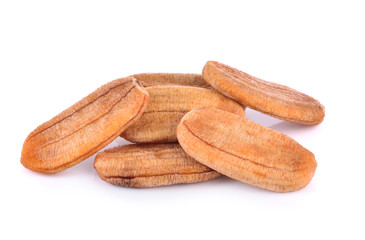 dried banana on white background