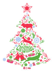 Merry christmas tree with Xmas elements