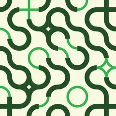 seamless pattern with circle wavy ornament