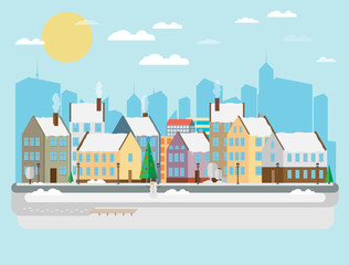 Obraz premium Winter city background