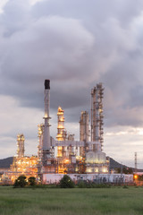 Oil Refinery factory in morning sunrise