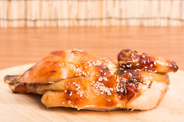 Whole roasted chicken dish