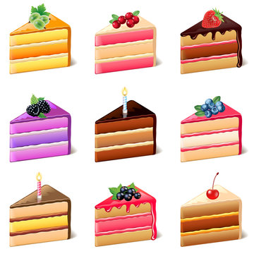 Cakes icons vector set