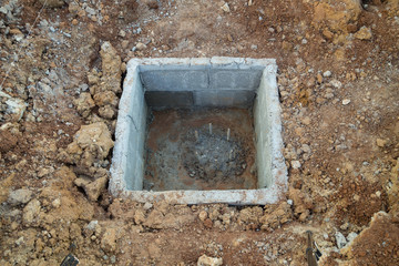 hole of pole in construction site building prepare