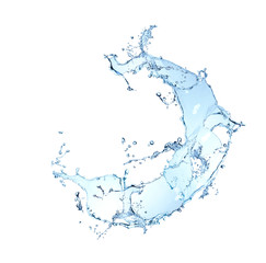 blue water splash isolated on white background