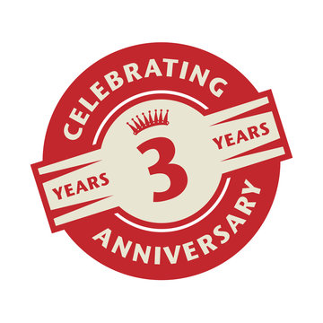 Stamp or label with the text Celebrating 3 years anniversary