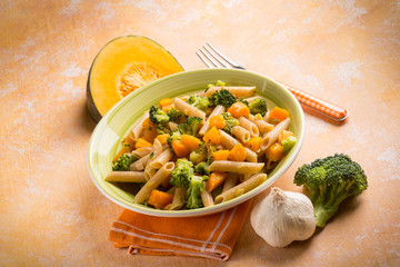 pasta with broccoli and pumpkin