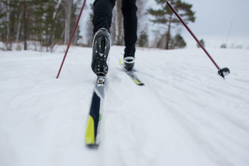 cross country skiing, close-up
