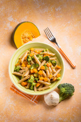 pasta with broccoli and pumpkin