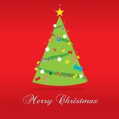 Decorated Christmas Tree Vector.