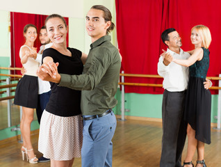 Positive adults  enjoying of classical dance