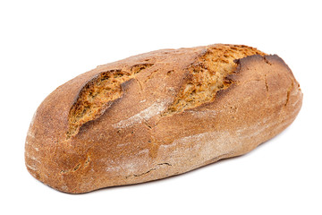 Loaf of bread on white background.