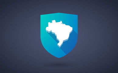 Long shadow shield icon with  a map of Brazil