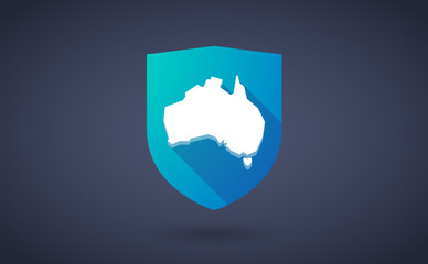 Long shadow shield icon with  a map of Australia